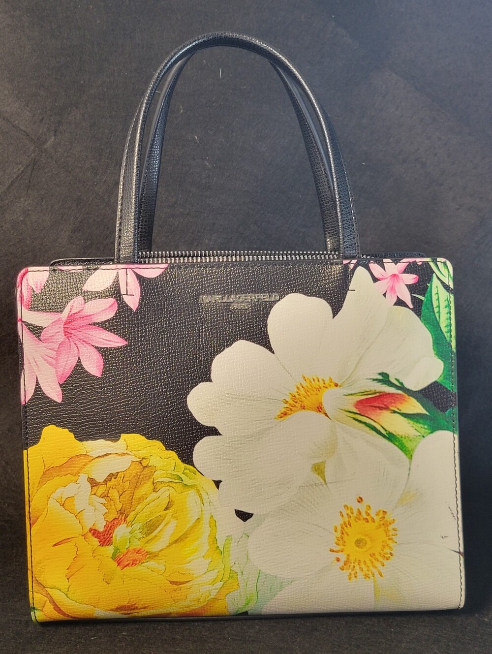 Karl Lagerfeld Paris Maybelle Floral On Black Purse